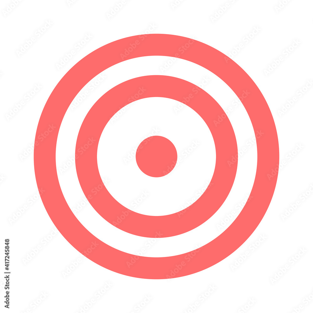 Red target vector icon in flat style isolated on white background. Vector illustration. Red target vector icon in flat style isolated on white background. Vector illustration.