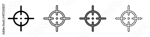 Targets vector set. Targets icons set in flat style. A set of scopes for games. Vector illustration. Icon for web design and graphic interface.