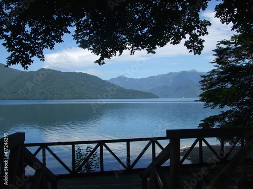 日本・日光の元イタリア大使館別荘から見た中禅寺湖