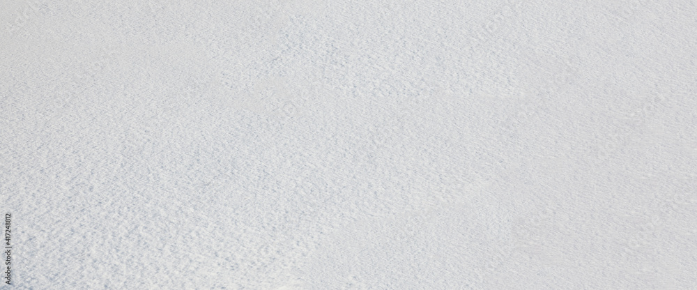 Winter snow in park. Top view of the snow surface