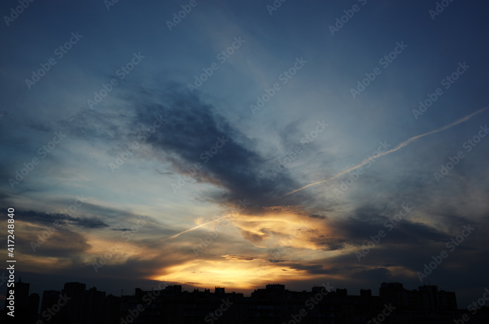 Colorful dramatic sky with clouds at sunset Colorful dramatic sky with clouds at sunset