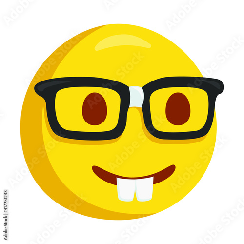 Nerd with Eyeglasses Emoji Icon Illustration. Nerdy Vector Symbol Emoticon Design.
