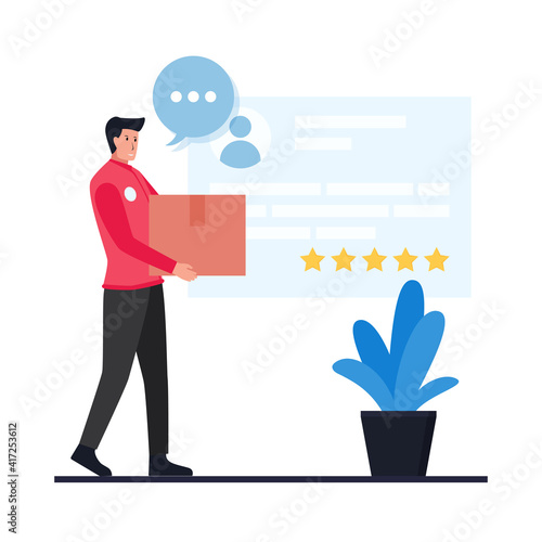 Delivery service rate flat illustration.