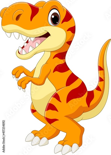 Cartoon happy tyrannosaurus on white background