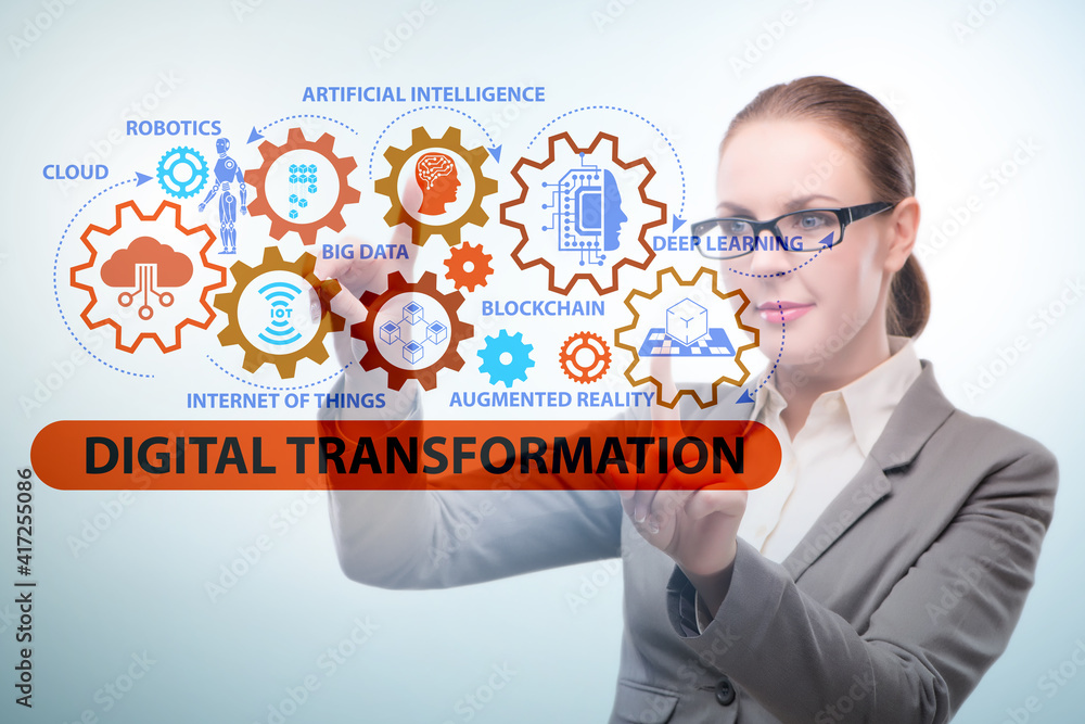 Businessman in digital transformation concept Businessman in digital transformation concept