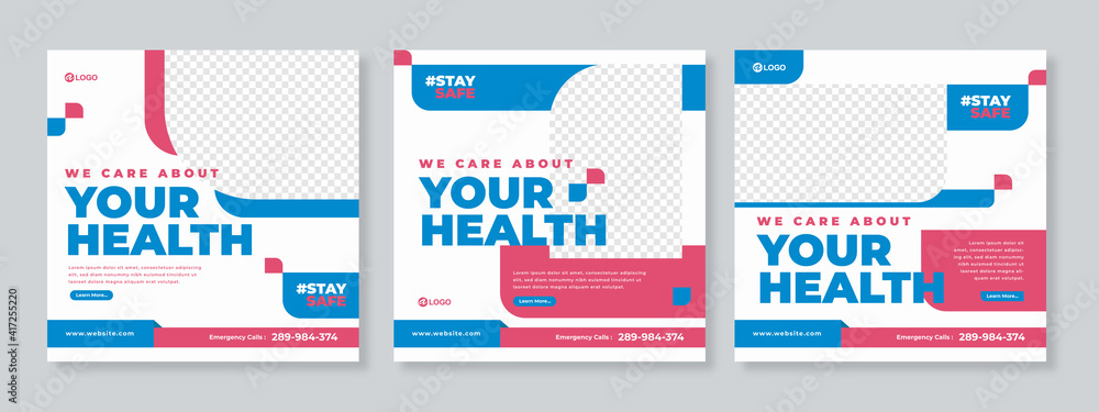 Healthcare Post Template Social Media Banners. - Vector