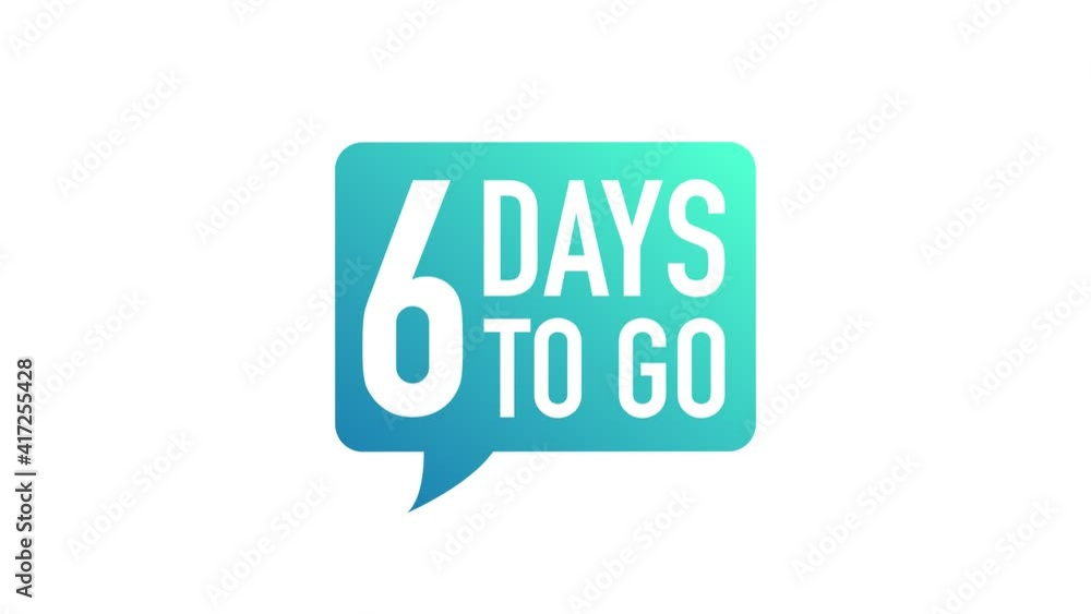 6 Days Left label on white background. Flat icon. Motion graphics. 6 Days Left label on white background. Flat icon. Motion graphics.