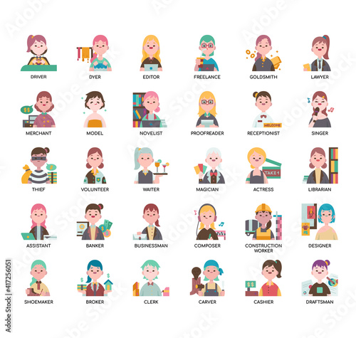 Occupation set2 Women, Thin Line and Pixel Perfect Icons