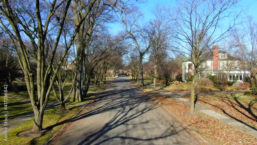 Beautiful Street View of an Upscale Suburban Neighborhood Street Beautiful Street View of an Upscale Suburban Neighborhood Street