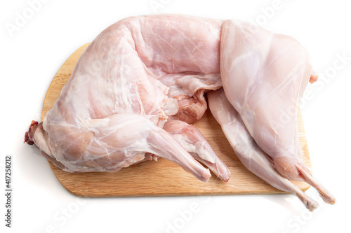 Quadro su tela Whole raw rabbit isolated on a white background. Side view.
