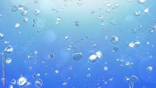 Wallpaper Mural 舞い上がる水滴（ループ可能） - ブルー背景 Torontodigital.ca