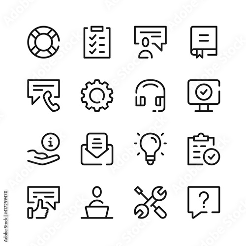 Technical support icons. Vector line icons. Simple outline symbols set