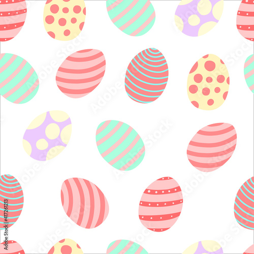 Vector seamless pattern with multi-colored eggs. A pattern for the holiday of Easter.
