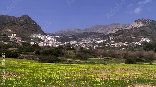 Karpathos Greece Georgiou from a field of the village Aperi and in the background the village Volada photo