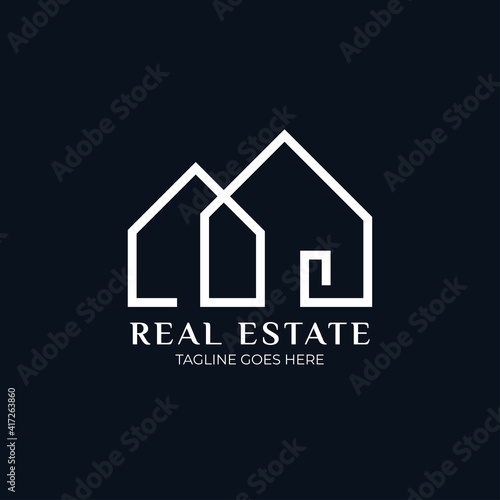 Modern real estate logo design, Initial logo for House, Home, Historical, Hotel logo design