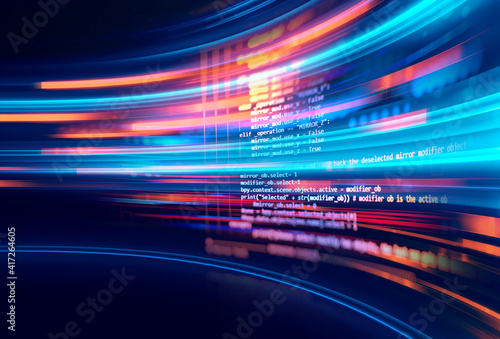 Programming code abstract technology background of software developer and  Computer script 3d illustration photo