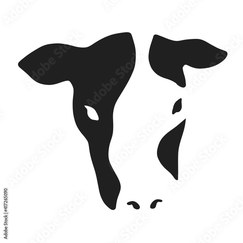 シンプルな乳牛の正面顔のベクターイラストアイコン  Simple cow front face vector illustration icon