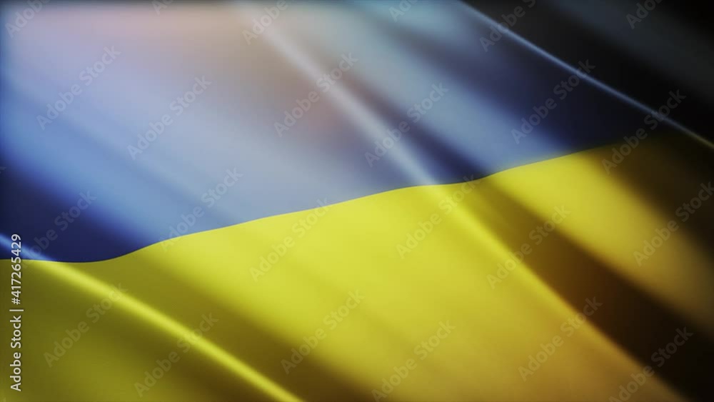 4k Ukraine National flag slow waving with visible wrinkles in ...