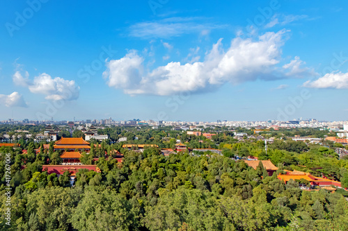 panorama of beijing city from jingshan pavilion