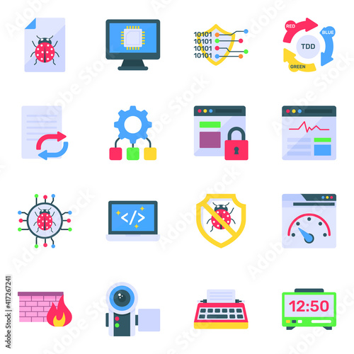 
Pack of Debugging and Web Technology Flat Icons 


