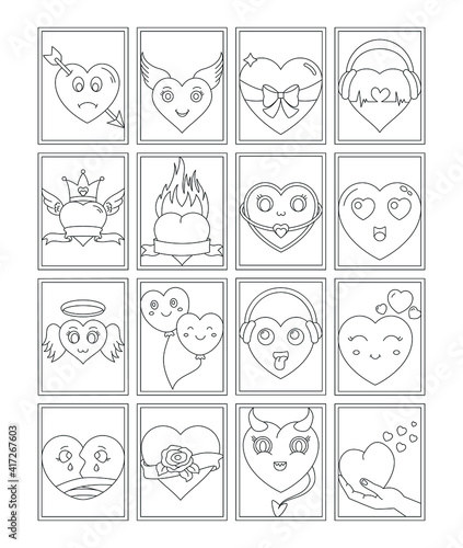 
Cool Hearts Coloring Page Vectors

