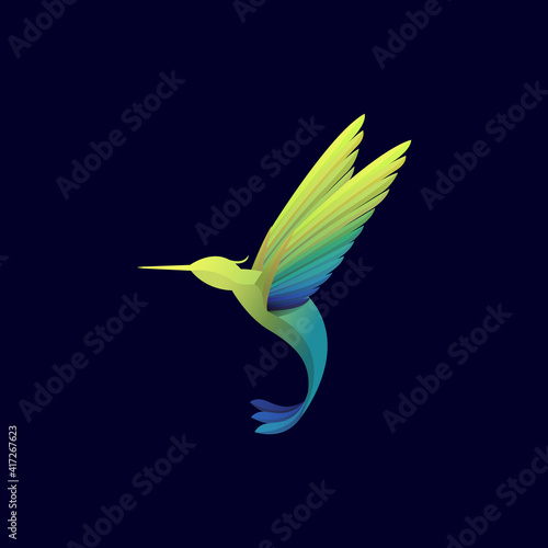 Modern flying hummingbird vector