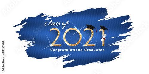 Class of 2021 Vector text for graduation gold design, congratulation event, T-shirt, party, high school or college graduate. Lettering for greeting, invitation card	