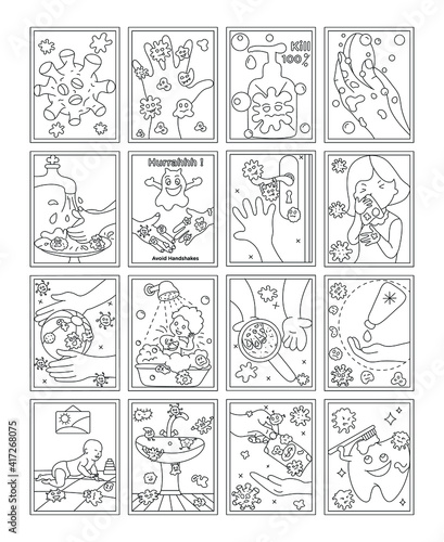 Pack of Germs Colouring Page Vectors
