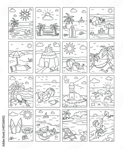 Summer and Beach Colouring Pages 