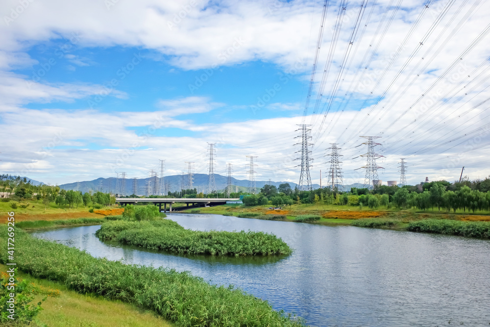 Fototapeta premium power grid in the field 