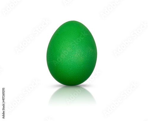 Green Easter egg isolated on white background
