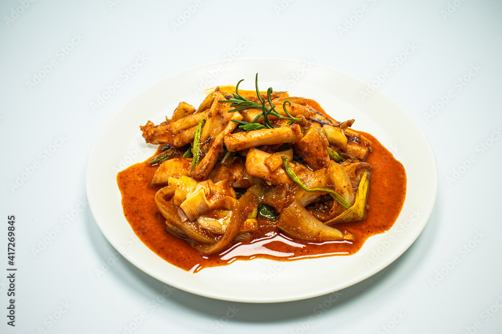 korean style spicy stir-fried squid : 'ojingeo bokkeum' korean style spicy stir-fried squid : 'ojingeo bokkeum'