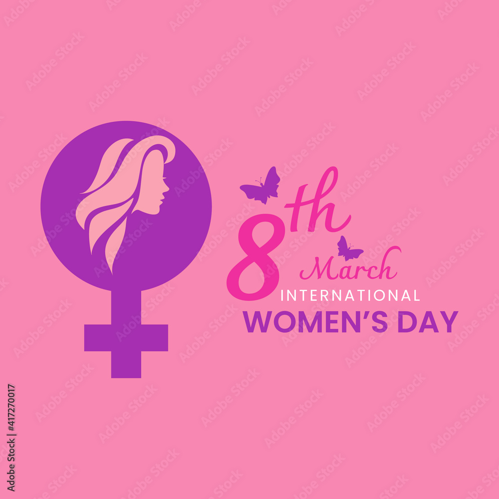 International Women's Day With Women's Sign International Women's Day With Women's Sign