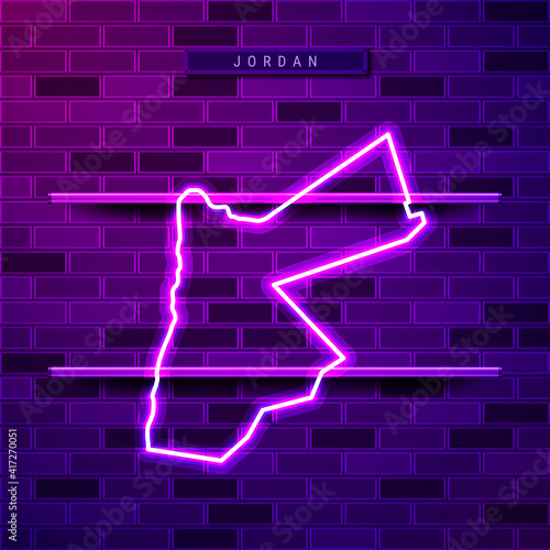 Jordan map glowing purple neon lamp sign