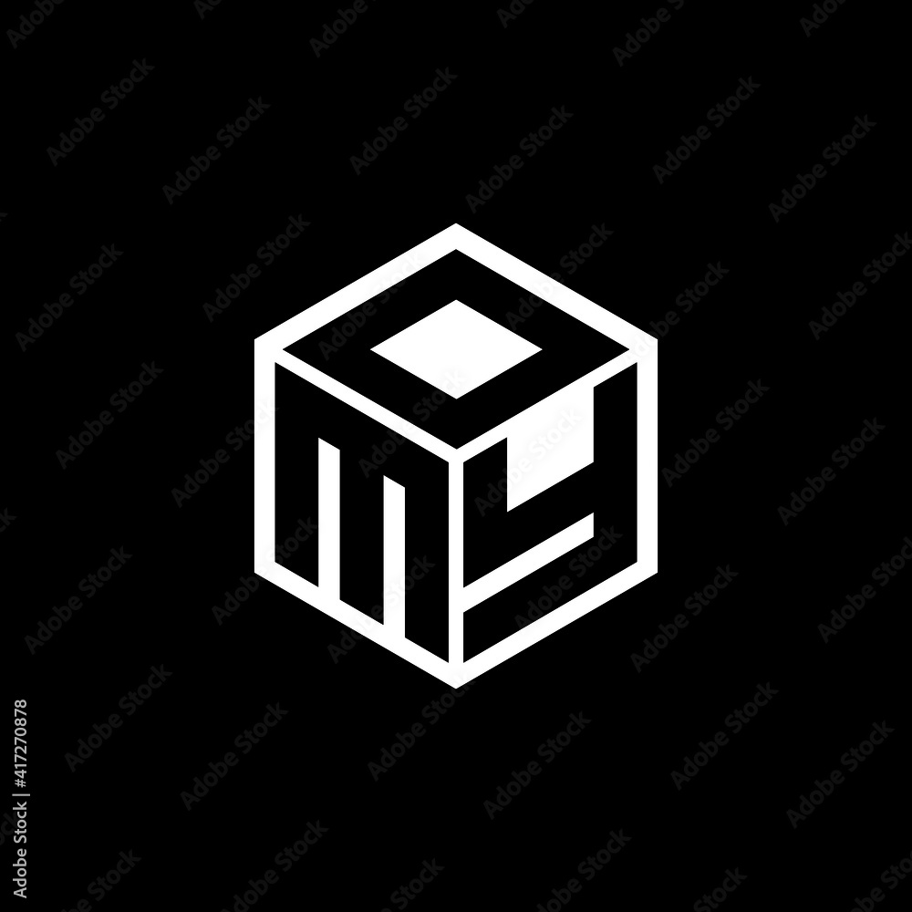 MYD letter logo design with black background in illustrator, cube logo, vector logo, modern alphabet font overlap style. calligraphy designs for logo, Poster, Invitation, etc.	 - obrazy, fototapety, plakaty 