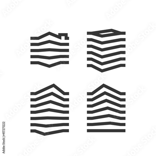 Logotipos profesionales de edificios abstractos lineales 
