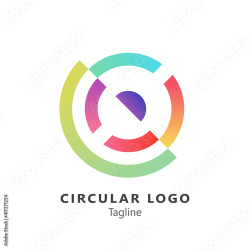 Logo circular abstracto con degradados coloridos