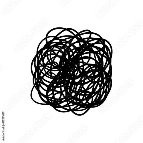 Hand drawn scribble circle vector isolated on white background. Chaos complicated concept