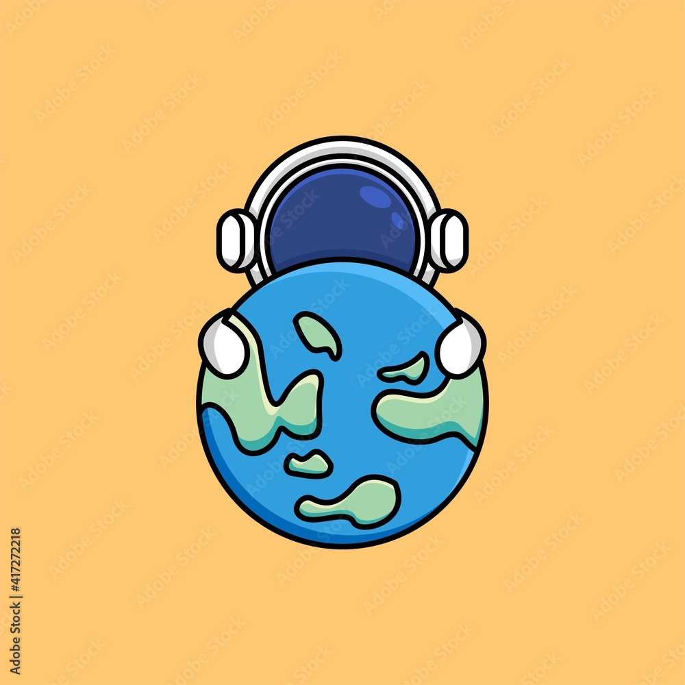 Cute astronaut hug the earth cartoon illustration Cute astronaut hug the earth cartoon illustration