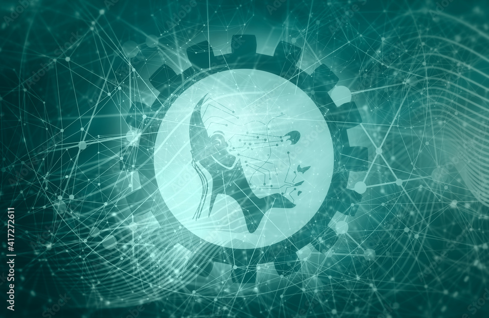 Humanoid robot head. Robotics industry relative image. Humanoid robot head. Robotics industry relative image.