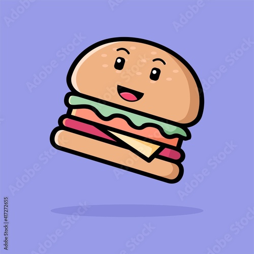 Cute burger cartoon illustration