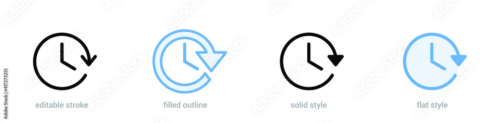 Time icon vector. Simple editable stroke, outline, filled outline, solid and flat style. Clock icon symbol isolated. Timer icon. EPS 10 Time icon vector. Simple editable stroke, outline, filled outline, solid and flat style. Clock icon symbol isolated. Timer icon. EPS 10