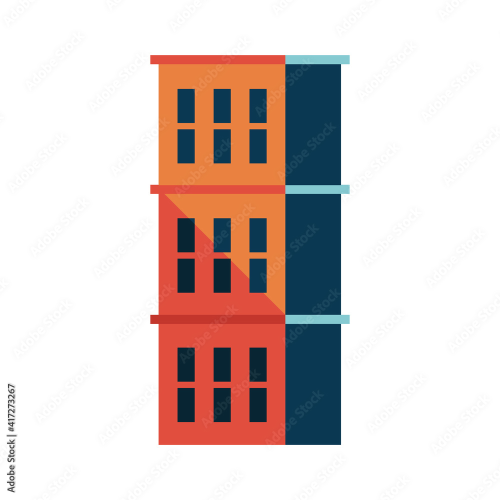 three story building blue and orange minimal city three story building blue and orange minimal city