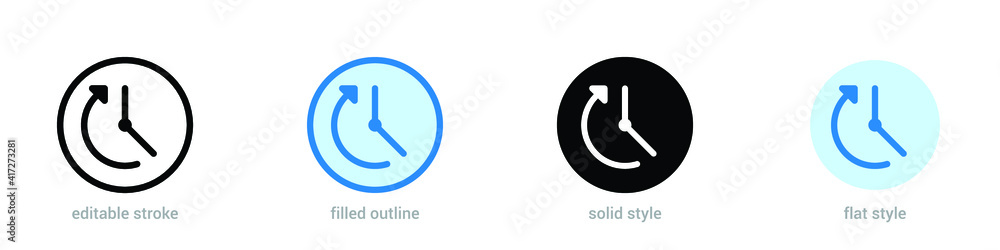 Time icon vector. Simple editable stroke, outline, filled outline, solid and flat style. Clock icon symbol isolated. Timer icon. EPS 10 Time icon vector. Simple editable stroke, outline, filled outline, solid and flat style. Clock icon symbol isolated. Timer icon. EPS 10
