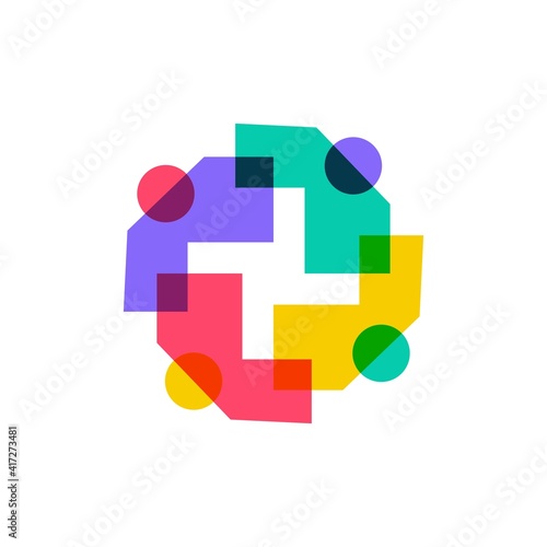 people family together human unity chat bubble logo vector icon illustration