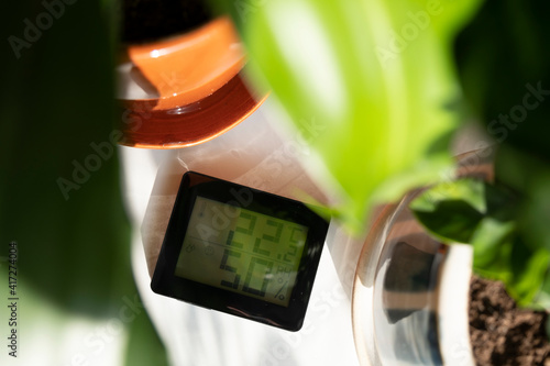 Healthy home. Thermometer and hygrometer. Air humidity measurement. Optimum humidity at home photo