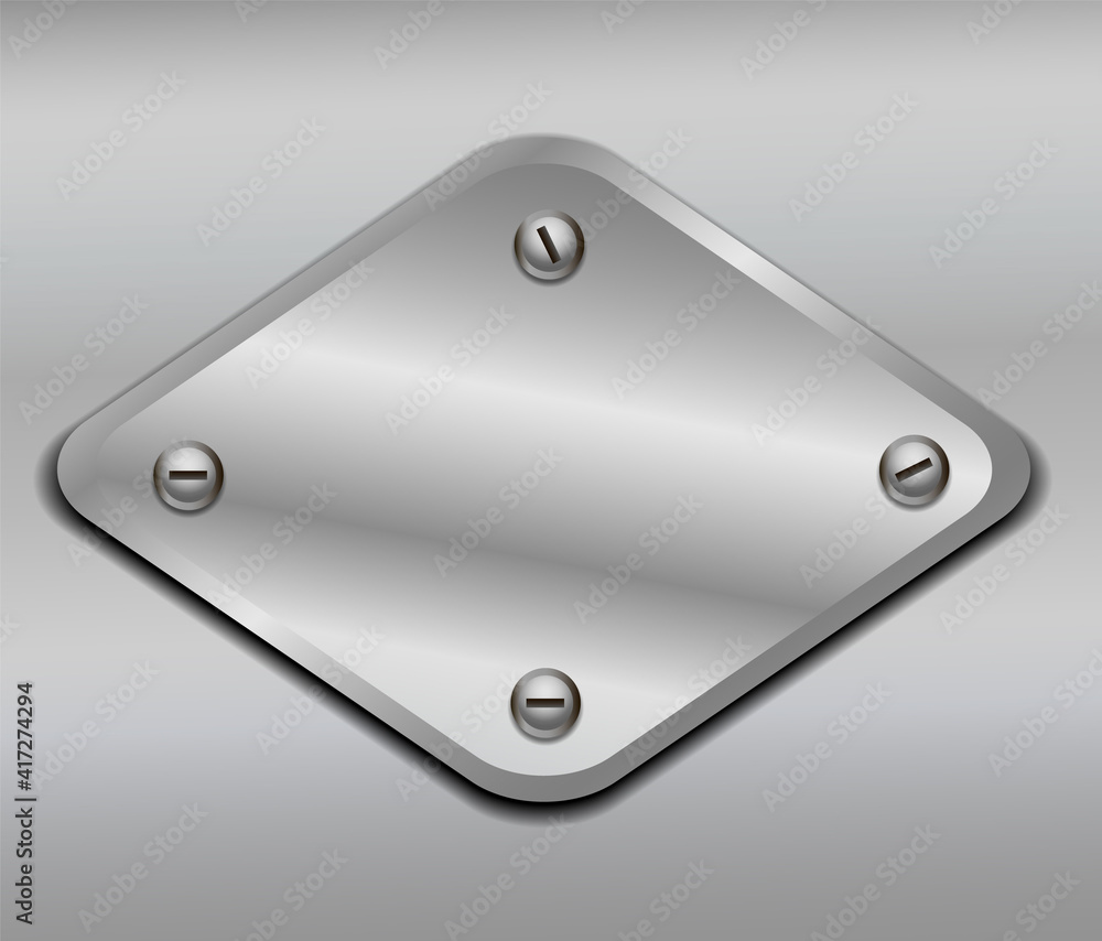 Shiny metal plate isolated on metallic background Shiny metal plate isolated on metallic background