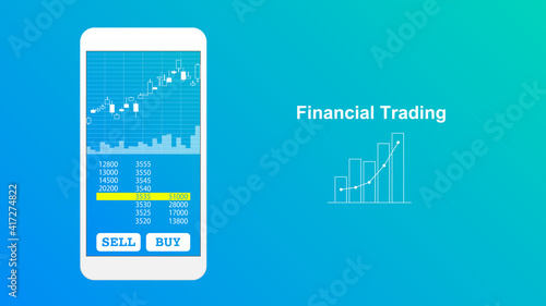 Financial trading and mobile trading concept illustration