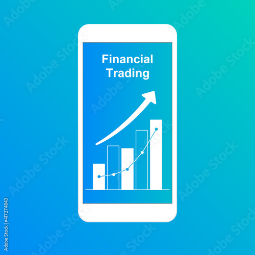 Financial trading and mobile trading concept illustration