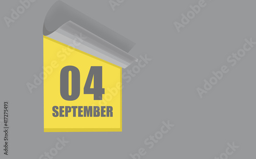 september 04. 04-th day of the month, calendar date. Gray numbers in a yellow window, on a solid isolated background. Spring month, day of the year concept